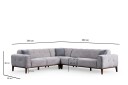 Adelphe 4 seters Sofa med Divan   Lysegrå