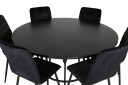 Venture Home Copenhagen Spisegruppe 140 cm Rund med 6 Windu Lyx Stoler Sort