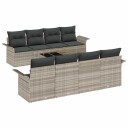  Hagesofa Set 9 pcs Lysegrå Poly rattan