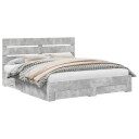  Sengestamme med skuff Betonggrå 180 x 200 cm Konstruert tre