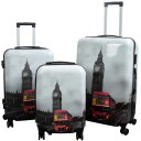 Borg Living Koffertsett - 3 stk. - Koffert med motiv - Big Ben - Hardcase lettvektskoffert med 4 hjul