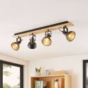 Lindby Aylis taklampe, svart, tre, 4 lyskilder