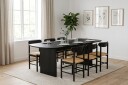 Alma spisegruppe rektangulær 220 cm svart med 6 Malte spisestoler  