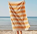 HAY Frotté Stripe badehåndkle 100 x 150 Warm yellow