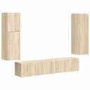  TV benksett Veggmontert 4 pcs Sonoma eik Konstruert tre