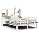  Seng med bokhylle uten madrass hvit 120x200 cm heltre furu