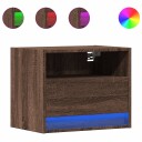  Vegghengt nattbord med LED-lys 2 stk brun eik 8721102966385