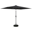 vidaXL Hageparasol med LED lamper og fot 2 x 3 m Polyester Antrasitt