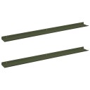 vidaXL Flytende hylle 2 pcs Olivengrønn 100 x 9 x 2,5 cm Stål