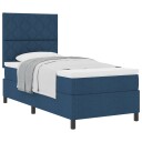  Box Spring seng med madrass Blå Enkel Stoff