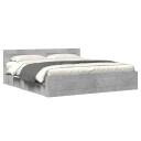 Sengeramme med hodegavl betonggrå 200x200 cm konstruert tre 8721102855412