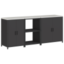  Kjøkkenoppbevaringssett med hylle 3 pcs Svart 210 x 50 x 92 cm