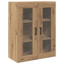  vegghengt skap med glassdører i Artisan eik 69.5x34x90 cm