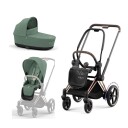 Komplett barnevogn Cybex e-Priam Rose Gold/Leaf Green