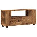  TV benk med hjul gammelt tre 102x34,5x43 cm konstruert tre