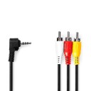 Nedis Audio Video Cable 3.5 Mm Han 3x RCA Nikkel Belagt 2.00 M Rund PVC Sort
