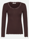 Rosemunde Rwbabette Silk Ls U Neck Lace T Shirt   Brown   L