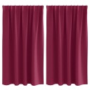 vidaXL Mørkleggende Gardiner med Ringer 2 pcs Vinrød 140 x 140 cm