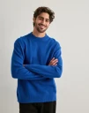 Selected Men Slhreuben Ls Knit Relaxed Crew Neck Strikkegensere Blå
