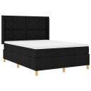  Box Spring Seng med Madrass & LED Svart 140x200 cm Stoff