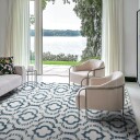Shaggy Indoor Outdoor   Trenton hvit/blå Størrelse: 200 x 290 cm