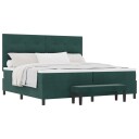  Box Spring Seng med madrass & benk Mørkegrønn 200x200 cm Fløyel