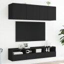  Veggmonterte TV-benker 2 stk svart 40x30x30 cm konstruert tre 836843
