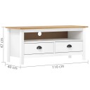 vidaXL TV-benk Hill hvit 110x40x47 cm heltre furu