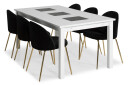 Basic Home Spisegruppe Octavia 180 med 6 Stoler Gerardo Fløyel Hvit|Svart|Messingben