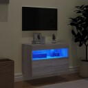 vidaXL Vegghengt TV-benk med LED grå sonoma 60x30x40 cm 8721012257771