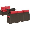 vidaXL Hagesofa Set 6 stk. 5-Antall seter Brun og rød polyrotting