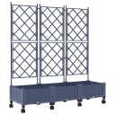 vidaXL Hageplanter med espalier og hjul 3 stk. Grå 120 x 40 x 131,5 cm