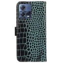 Crocodile Series Motorola Moto S30 Pro Lommebok-deksel i Lær med RFID Grønn