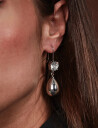 Bud to rose Drop Crystal Hook Earring Brown/Gold   Silver   ONE SIZE