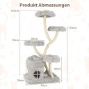 Northix 165 cm Kattetre Med Koselige Senger Og Sisalstolper Grå