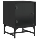 Nattbord med glassdører 2 stk svart 35x37x50 cm 8721012214712