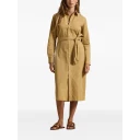 Polo Ralph Lauren Cotton Linen Belted Shirtdress   Brown   36