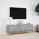  Vegghengt TV-benk med LED-lys betonggrå 140x31x38 cm 8721102969379