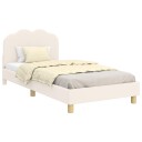 vidaXL Barneseng med hodegavl med hodegjerde Krem 90 x 190 cm Bouclé