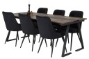 Venture Home Jakarta Spisegruppe 200 cm Rektangulær med 6 Velvet Stoler Sort