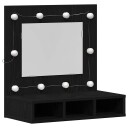  Black Oak Vanity Unit Svart eik Tre Medium Speil