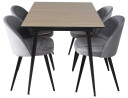Venture Design Silar & Velvet spisegruppe Natur/grå 4 st stoler & bord 120 x 90 cm