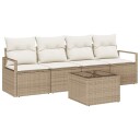  Hagesofa Set 5 pcs Beige og krem 55 x 55 x 37 cm polyrotting
