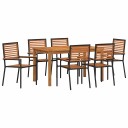  Hage Spisebord Sett 7 pcs Svart 140 x 80 x 74 cm Metall Tre