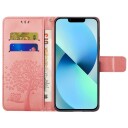 Trolsk Lommebokdeksel Tre og Ugle (iPhone 14 Pro) Lyserosa