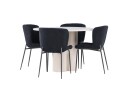Olivia Spisegruppe 110 cm Rund med 4 Modesto stoler   Beige/Svart