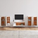 vidaXL TV-benker 5 stk hvit heltre furu
