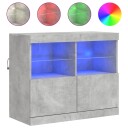 vidaXL Skjenk med LED-lys betonggrå 81x37x67 cm