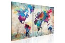 Tavle World Map: Cracked Wall 225X90 Artgeist sp. z o. o.