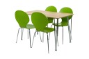 Spisegruppe Elisha Oval med 4 Julio Stoler   Natur|Krom|Lime|Krom